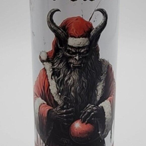 Merry Krampus Tumbler With Lid & Straw 20 oz Dark Christmas Naughty Child Horror - Picture 6 of 9